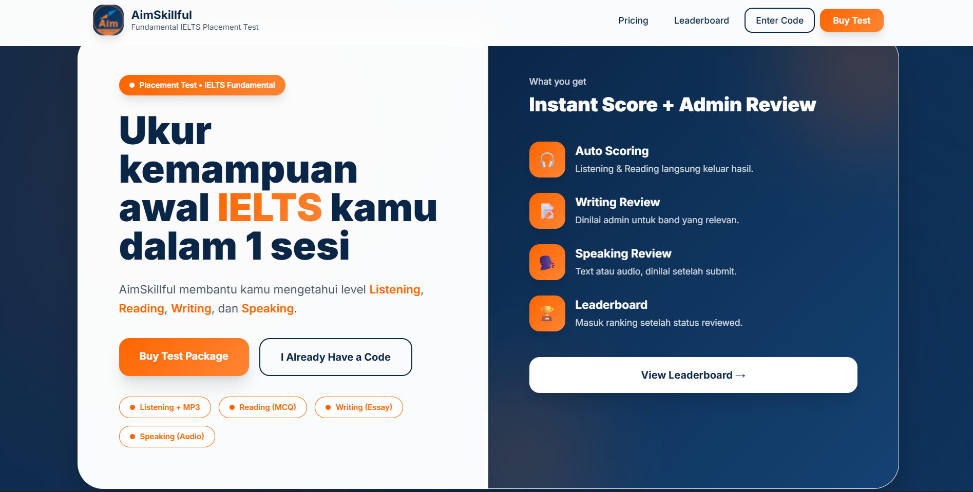 AimSkillful – IELTS Placement Test